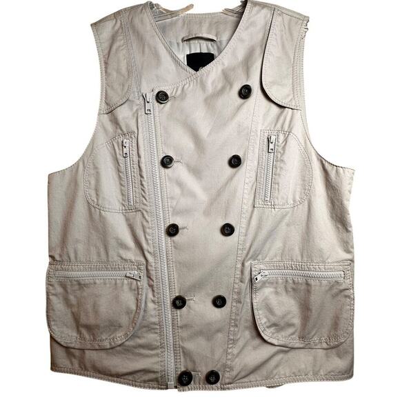 3.1 Phillip Lim Double Breasted Tan Cotton Utility FullZip Button Vest Womens M - Picture 3 of 16